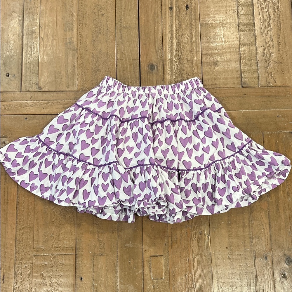 Pink Chicken Purple Heart Ruffle twirl Skirt 3 years
